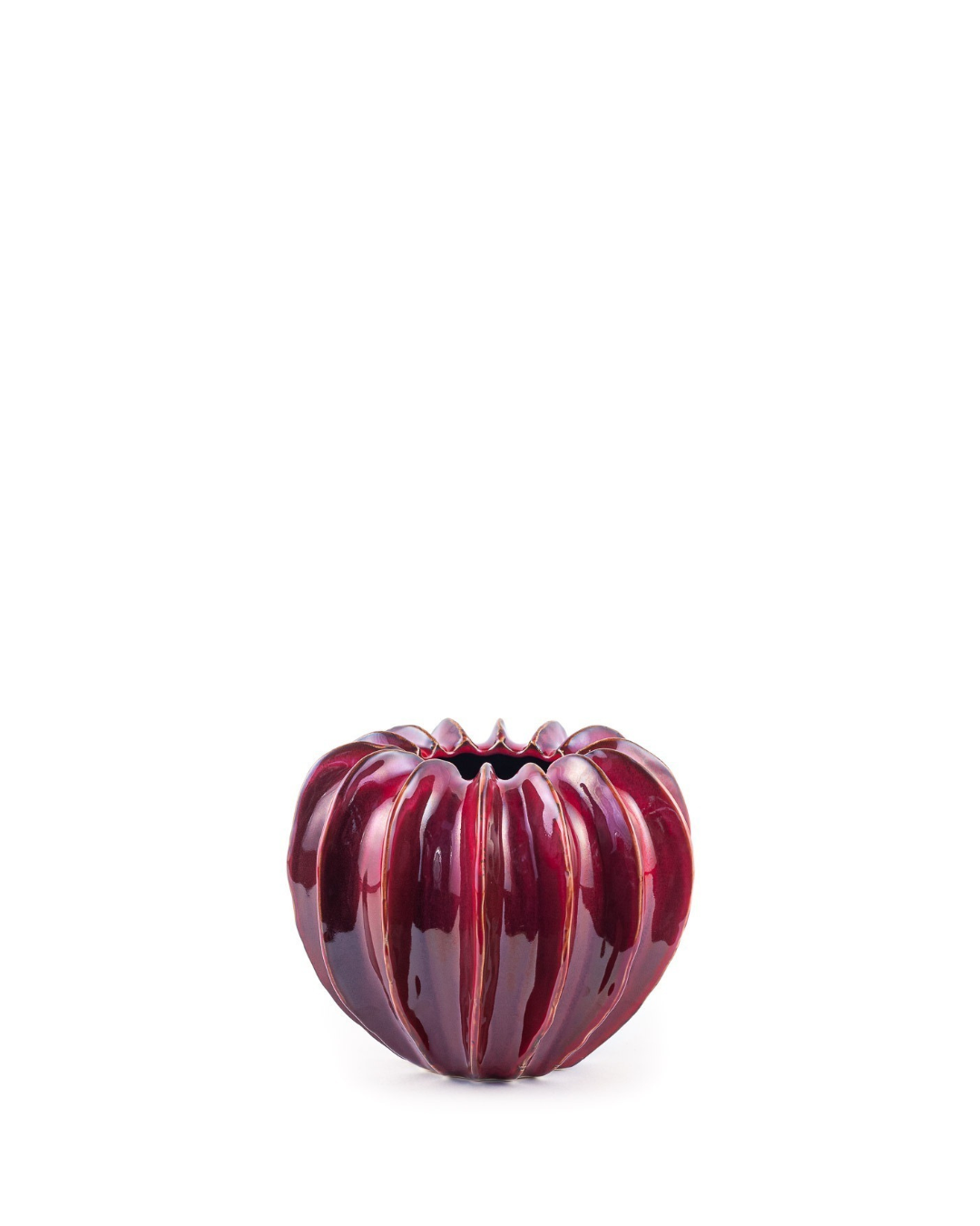 Des Pots | Vase bordeaux skulpturale Form H 13 Ø 16 cm