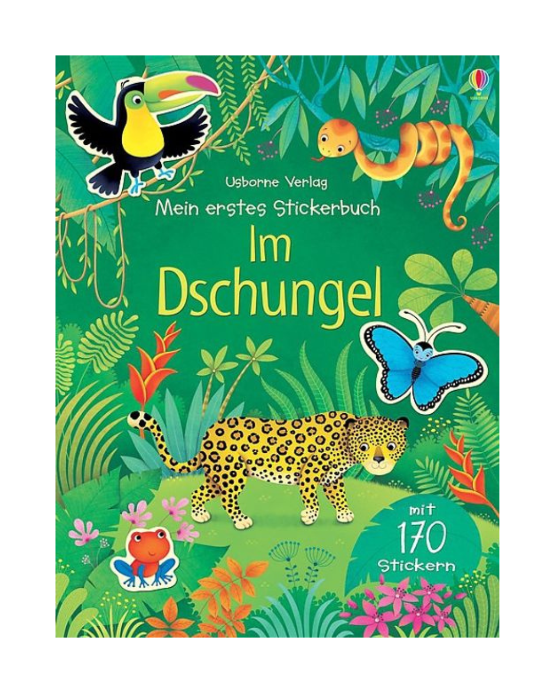 Das Mein erstes Stickerbuch | Im Dschungel von dtv Verlag zeigt Tiere wie Tukan, Schlange, Jaguar und Frosch im Regenwald. Mit Wissen für Kinder und über 170 Stickern.