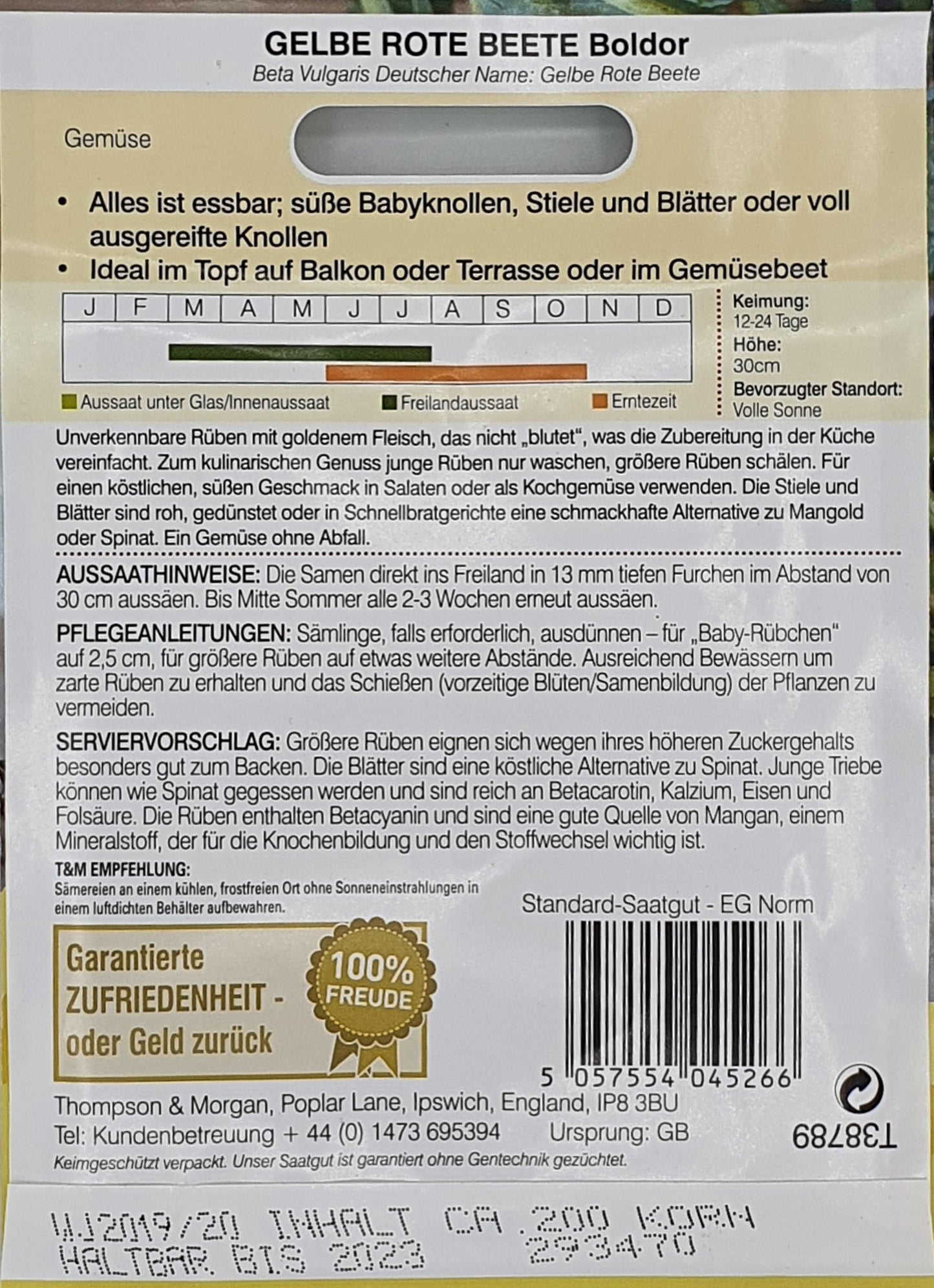 Gelbe Rote Beete Boldor - Königliche Gartenakademie