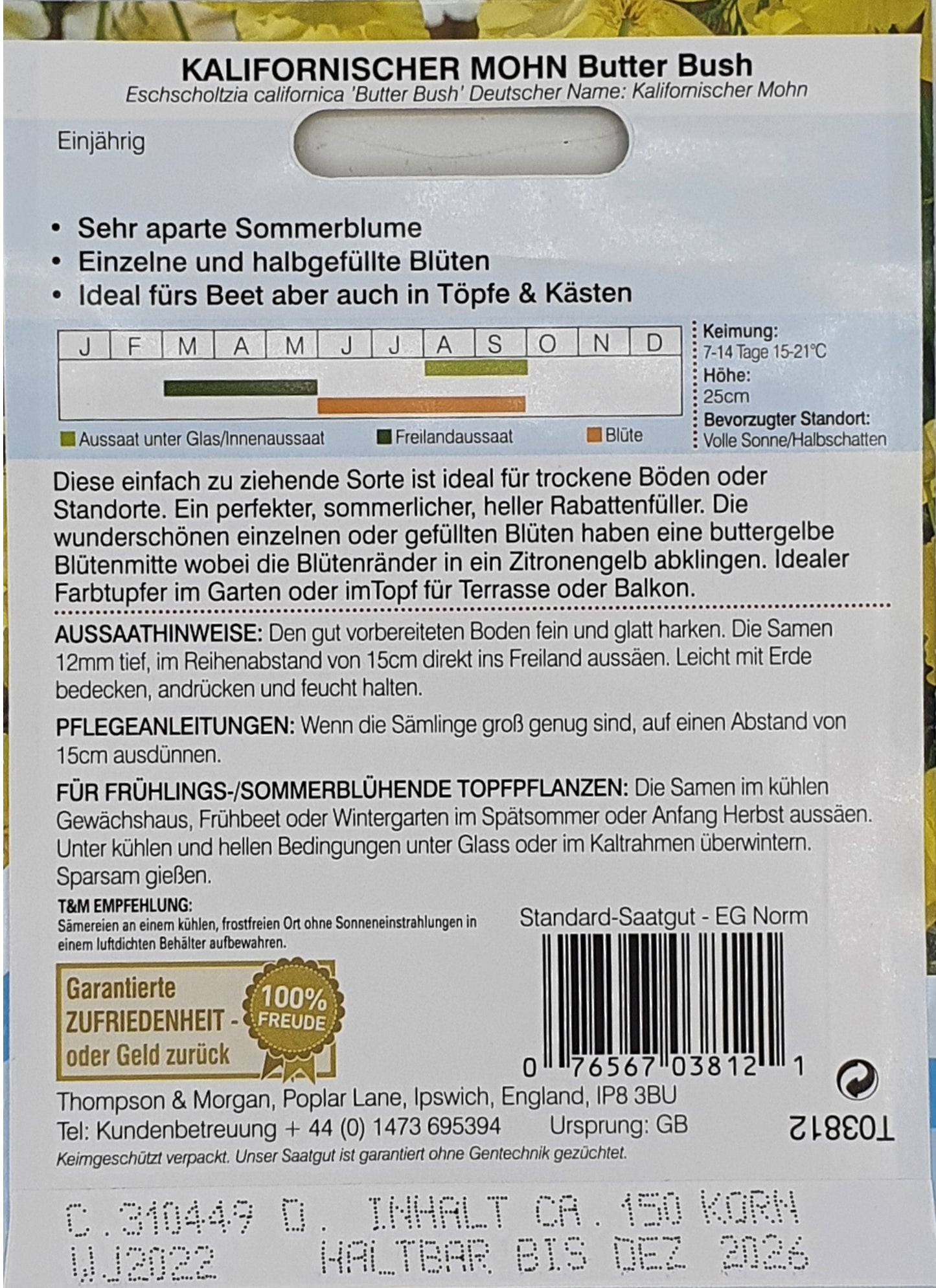 Kalifornischer Mohn Butter Bush - Königliche Gartenakademie