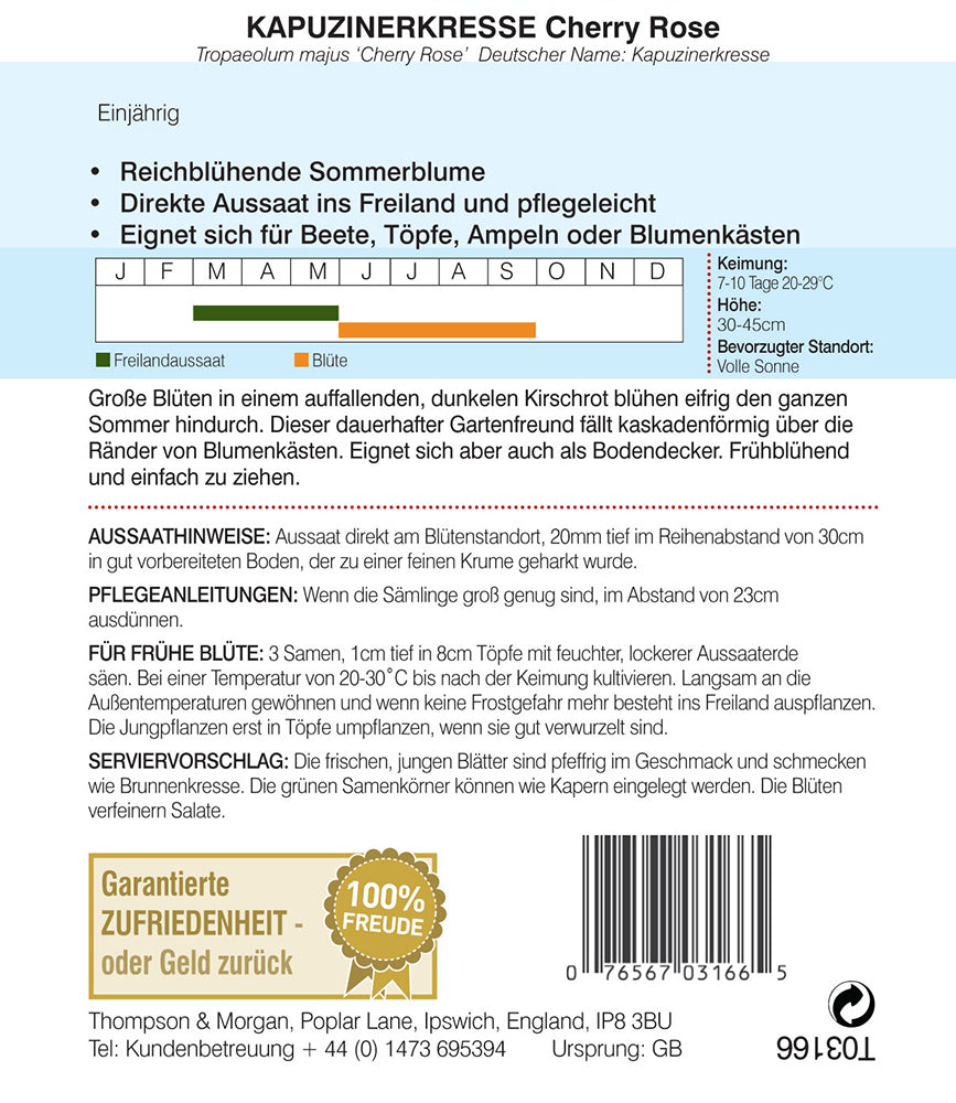 Kapuzinerkresse Cherry Rose Jewel - Königliche Gartenakademie