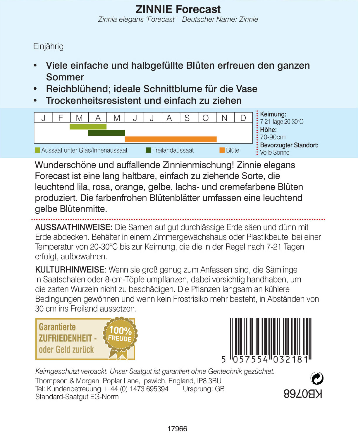 Zinnie Forecast - Königliche Gartenakademie