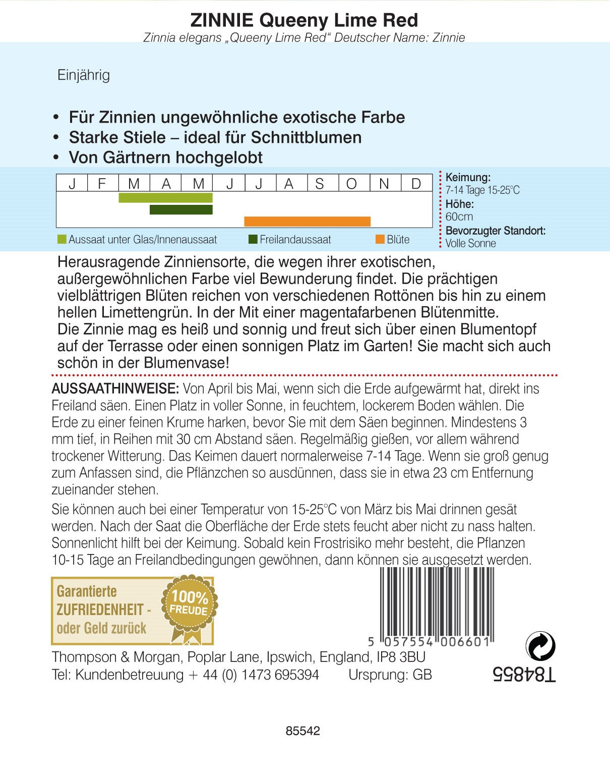 Zinnie Queeny Lime Red - Königliche Gartenakademie