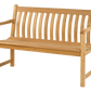 Die Alexander Rose Roble Wood Broadfield Bench 122 cm ist eine klassische Gartenbank mit gelatteter Rückenlehne und Sitzfläche, Armlehnen an beiden Seiten und aus hellem Holz. Die Bank ist auf einem schlichten weißen Hintergrund abgebildet, der für einen zeitlosen Look sorgt.