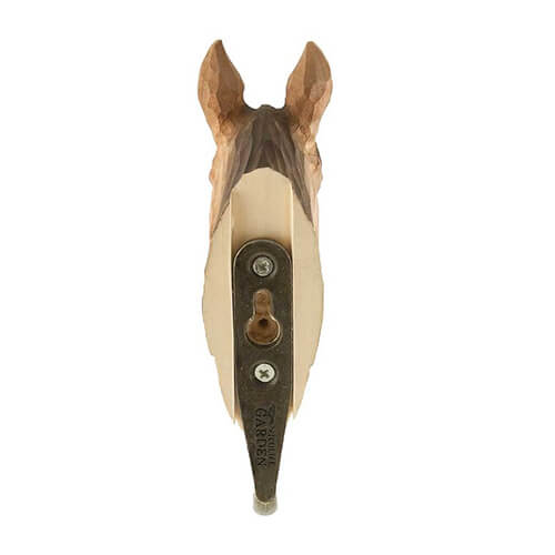 The Wildlife Garden Handgeschnitzter Wandhaken aus Holz 'Arabisches Vollblut' ist ein kunstvoller Garderobenhaken in Pferdekopf-Form, der Funktionalität und Design vereint-ideal als Geschenk für Pferdeliebhaber.