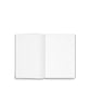 Das Tinne Mia Notizbuch A6 'Nougat Grid' mit blanko, FSC-zertifiziertem Papier und dezent gepunktetem Raster liegt mittig auf weißem Hintergrund offen, beide Seiten sind leer und sauber.
