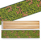 Die geöffnete Archivist Gallery 'Grüne Flora' Lange Streichhölzer Schachtel hat ein rechteckiges Design mit grünem und rosa Blumenmuster, in dem extralange Sicherheitsstreichhölzer mit weißen Spitzen ordentlich angeordnet sind.