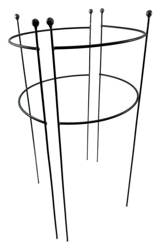 Der 2x Staudenhalter HUGO halbrund von Hirsch ist ein schwarzer Metall-Halbrund mit stabilen Beinen und Ringen, ideal als Rankhilfe Garten zum Stützen und Stabilisieren von hohen oder wachsenden Pflanzen in Ihrem Garten oder Pflanzgefäß.