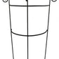 Der Königliche Gartenakademie 4x Staudenhalter HUGO halbrund ist ein schwarzer Metall-Pflanzenständer mit gebogenem Oberteil und dekorativen Spiralenden, ideal zum Stützen von Kletterpflanzen.