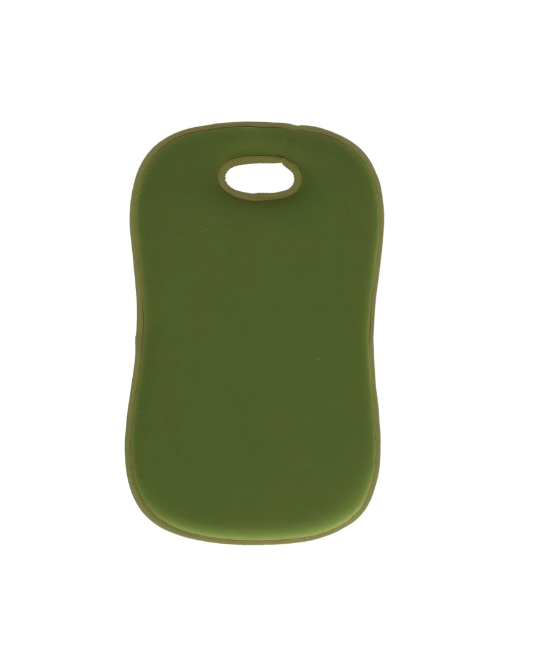 Das Esschert Kniekissen aus grünem Memory-Schaum ist rechteckig mit abgerundeten Ecken und ovalem Griff, ideal als bequemes Kniekissen für Gartenarbeiten oder als Schwimmhilfe beim Training.