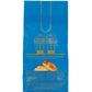 Eine blaue Papiertüte mit goldenen Illustrationen und einem Biscotti-Motiv unten, auf der auf Italienisch und Englisch „Willkommen in unserer Keksfabrik“ steht, hebt die Marke Viani | „Cantuccini La Mattonella“ – toskanische Mandelkekse 125 g – sowie das Viani-Branding hervor.