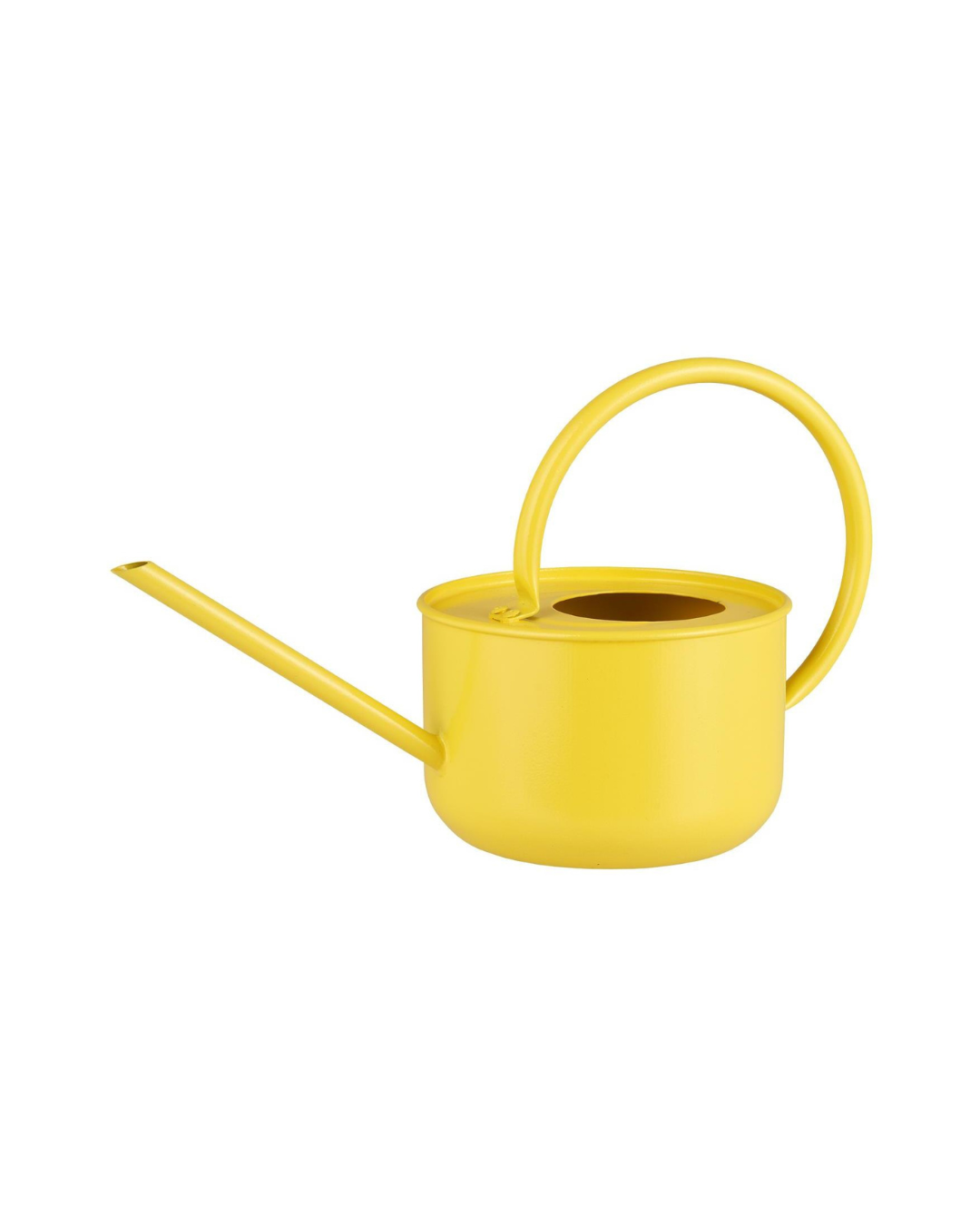 Die IB Laursen Gießkanne aus Metall gelb (0,9 l) hat einen langen Ausguss und einen großen Griff - ideal für Zimmerpflanzen. Abgebildet vor einem weißen Hintergrund.