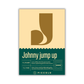 Eine Piccolo Seeds Packung zeigt ein geometrisches J über "Johnny spring hoch" Hornveilchen (Viola cornuta). Auf der Unterseite befinden sich Pflanzeninformationen in Weiß auf Grün und das Piccolo Seeds-Logo.