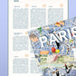 Ein Magazin mit dem Titel PARIS und einem farbenfrohen Umschlag bedeckt teilweise eine Innenseite über die globale Küche, BORDERLESS BITES - gefüllt mit kulinarischen Ikonen, die eine perfekte Inspiration für das Water & Wines - Gourmet-Puzzle - Paris von Water & Wines darstellen.