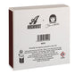 Rückseite der Archivist Gallery 'Buch der Blumen' Quadratische Sicherheitsstreichhölzer zeigt Branding, Produktinfos, Sicherheitshinweise, Barcode, Kontaktdaten und ein rotes Gefahrensymbol-ideal als durchdachtes Geschenk.