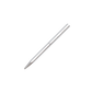 Der YSTUDIO | Klassischer Revolve Kugelschreiber Slim (Glänzendes Silber) von ENTREPÔT, ein minimalistischer Kugelschreiber in Silber, liegt elegant diagonal auf weißem Hintergrund und verkörpert luxuriöses Schreibgefühl.