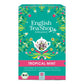 Eine leuchtend grüne und rosa Schachtel English Tea Shop | Tropical Mint, BIO, 20 Teebeutel von Royal Nature GmbH & Co. KG - English Tea Shop Deutschland. Mit Weißtee, Pfefferminze, Pfirsich, Passionsfrucht und Zitronengras in Blumen- und Blattdesign.