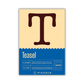Die Piccolo Seeds - T | 'Teasel' Karde Packung von Piccolo Seeds hat ein großes braunes "T" auf beige, mit "Teasel (Dipsacus sativus)" darunter und Pflanztipps auf blau, die hohe kugelförmige Blütenköpfe mit lila Blüten zeigen.
