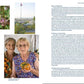 Eine Doppelseite aus "Tomatenlust | Die Geheimnisse der Tomatenpioniere" vom Haupt Verlag zeigt Fotos - einen Schmetterling auf einer Blume, einen Fahnenmast über einer Landschaft, zwei lächelnde ältere Frauen mit einem Kürbis - und deutsche Texte über Tomatenpflege und -sorten.