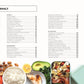 Das Inhaltsverzeichnis der Super-Lunchbox aus dem DK Verlag listet Kapitel und Seitenzahlen auf, darunter sind Lebensmittel wie Reis, Gemüse und Obst abgebildet. Der Titel "INHALT" steht oben - ideal für Lunchbox-Ideen und eine gesunde Mittagspause.
