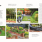 Eine Magazinseite über Prinzipien der Gartengestaltung mit inspirierenden Fotos aus dem DK Verlag "Alles im Hochbeet | Umfassendes Praxiswissen" mit Hochbeeten, verschiedenen Pflanzen, Steineinfassungen und dekorativen Akzenten wie Laternen und Bänken.
