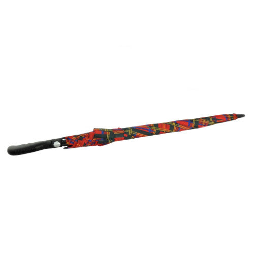 Der Glen Appin Regenschirm | Red Tartan Royal Stewart Golf verfügt über ein windbeständiges Design, einen schwarzen Griff und einen leuchtend roten Tartan-gemusterten Bezug für einen stilvollen Look.