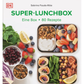 Das Cover von Super-Lunchbox | Über 80 abwechslungsreiche Meal-Prep-Rezepte für Genießer vom DK Verlag zeigt zwei Lunchboxen mit Wraps, Müsli, Joghurt, Beeren & mehr - ein Fest der Lunchbox-Ideen für eine gesunde Mittagspause.