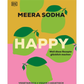 Cover von Happy | Weil diese Rezepte glücklich machen von DK Verlag, mit kräftigen Grün- und Gelbtönen auf rosa-senfigem Hintergrund; enthält vegetarische, vegane Rezepte sowie asiatische Spezialitäten (deutschsprachig).