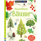 Cover von "Usborne Minis | Naturführer Bäume mit 60 Stickern" vom dtv Verlag, mit Illustrationen von Baumarten, Blättern, Vögeln und Beeren. Teil der Usborne Minis-Reihe und enthält 60 Sticker.