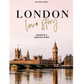 Das Cover von London Lovestory aus dem Hölker Verlag zeigt die Houses of Parliament und Big Ben bei Sonnenuntergang über der Themse. Der Untertitel "Rezepte & Geschichten" feiert die britische Küche und romantische Orte in London.