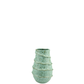 Die 2 Have | Vase 'Lavagrün' 25 x 17 cm von 2 Have ist eine kleine, strukturierte Vase mit gesprenkelter Oberfläche und horizontalen Rillen, ideal für Schnittblumen. Abgebildet vor einem schlichten weißen Hintergrund.
