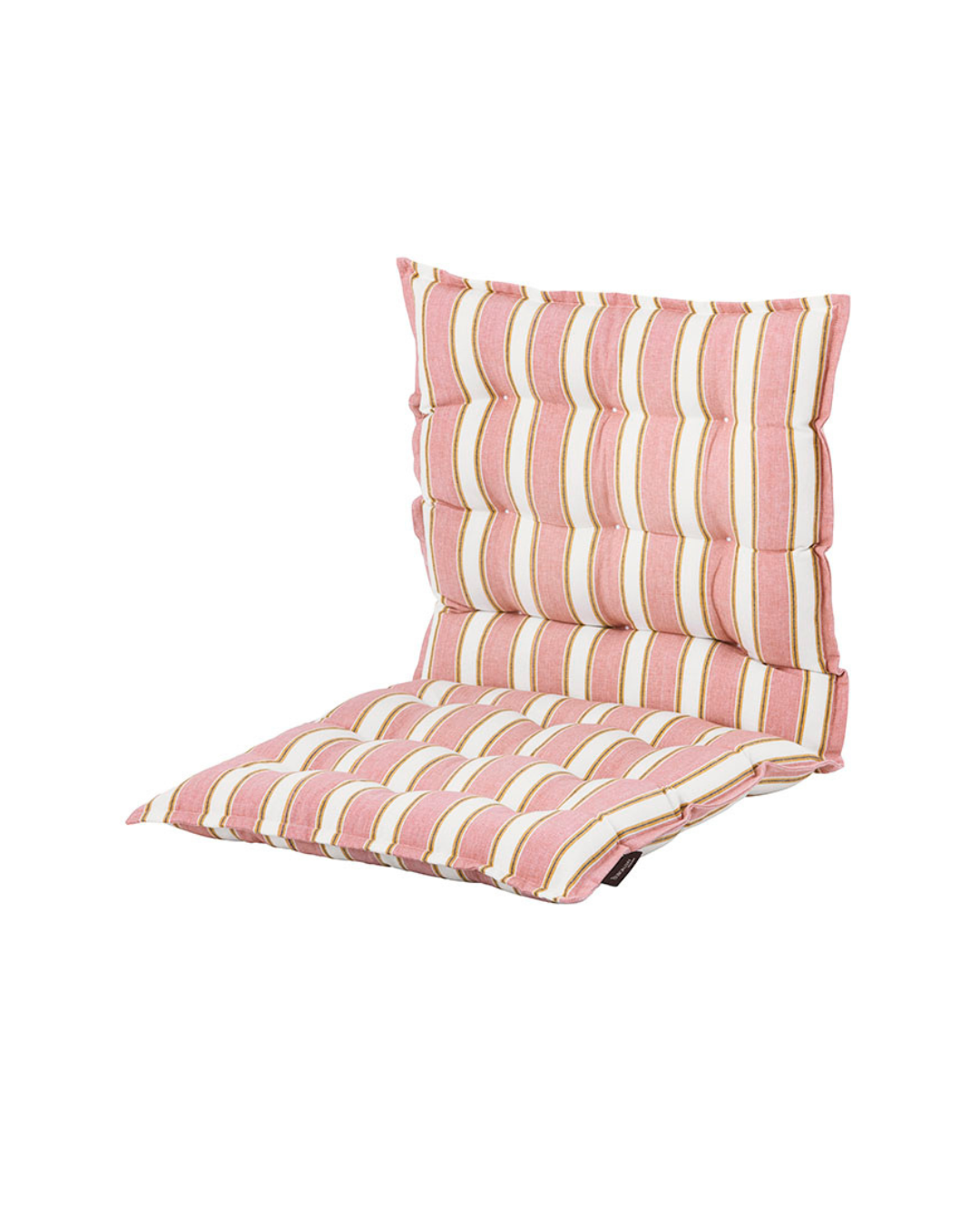 Das Bungalow 'Palermo Rose' Sitzkissen 45 x 90 cm ist ein gepolstertes Outdoor-Sitzkissen mit Rückenlehne, das mit vertikalen Streifen in Rosa, Weiß und Gelb versehen ist. Sein getuftetes Design sorgt für einen gesteppten Stil und eine komfortable Sitzunterstützung.