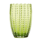 Der „Zafferano | Perle Glas Apfelgrün 32 cl“-Becher von Zafferano besticht durch sein leuchtend grünes, mundgeblasenes Glasdesign, das mit vertikalen und horizontalen gepunkteten Linien verziert ist, welche ihm eine unverwechselbare Struktur verleihen – ein exquisites Beispiel für italienische Glasmacherkunst.