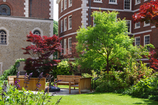 Erleben Sie den Charme von Londons Gärten beim "Di. 08.09.2026 | 14.30 - 16.00 AFTERNOON TEA VORTRAG Londons Gärten" der Königlichen Gartenakademie, mit üppigem Grün, bunten Blumen und malerischen Innenhöfen als Inspiration.