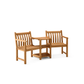Das „Teak Broadfield Companion Set“ von Alexander Rose umfasst zwei Gartenstühle und einen Tisch mit Ablagefläche aus hochwertigem Teakholz in heller Optik – stilvolle Gartenmöbel des Markenherstellers Alexander Rose.
