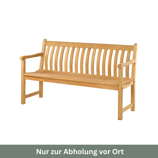 Die Gartenbank „Roble Wood Broadfield Bench“ von Alexander Rose (146 cm) verfügt über eine Lattenkonstruktion aus Hartholz mit Armlehnen. Nur zur Abholung vor Ort. Inspiriert von der zeitlosen „Roble Broadfield Bank“ von Alexander Rose.