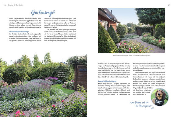 Entdecken Sie die fachkundige Gartengestaltung mit "Klotzen statt kleckern | Gartengestaltung mit Katrin Iskam" aus dem Kosmos Verlag: Lebendige Gärten, einladende Wege, bunte Blüten und üppiges Grün weisen auf Ihre Gartenträume hinter dem Holztor hin.