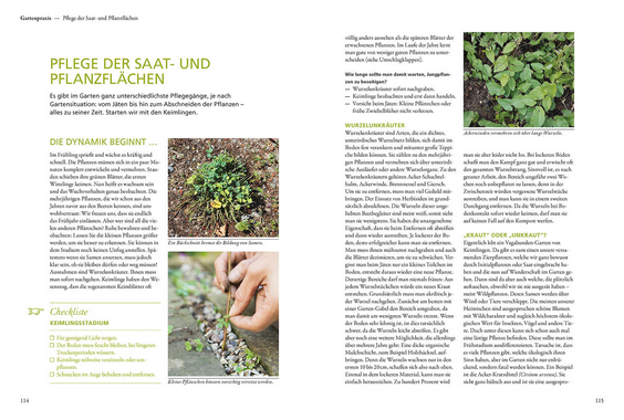 Die deutsche Ausgabe des Magazins zeigt "Der antiautoritäre Garten | Gärten, die sich selbst gestalten" aus dem Kosmos Verlag, mit Tipps für pflegeleichte Gärten, einer Checkliste und Fotos von Samen in der Erde, Aussaat und blättrigen Setzlingen.