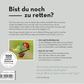 Die Rückseite des Buches aus dem Kosmos Verlag Bist du noch zu retten? | Pflanzenkrankheiten, schädliche Insekten & Pflegefehler zeigt den Titel, einen Text zur Lösung von Gartenproblemen, zwei Marienkäfer auf einem Blatt und ein rundes Etikett: 100 Gartenprobleme - eine Lösung.