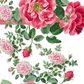 Verleihen Sie Ihrer Tischdekoration Eleganz mit dem Napking | Premium Leinen Tischläufer 'Cecile' 50 x 150 cm, mit rosa und rot blühenden Rosen, grünen Blättern und einem roten Streifen - ein perfektes Rosenmotiv oder italienischer Tischläufer von Napking.