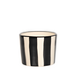 Eine „Zafferano Lido Righe“-Tasse oder -Schale in Schwarz (23 cl) ist von vorne abgebildet; sie weist vertikale schwarz-weiße Streifen auf weißem Hintergrund auf.