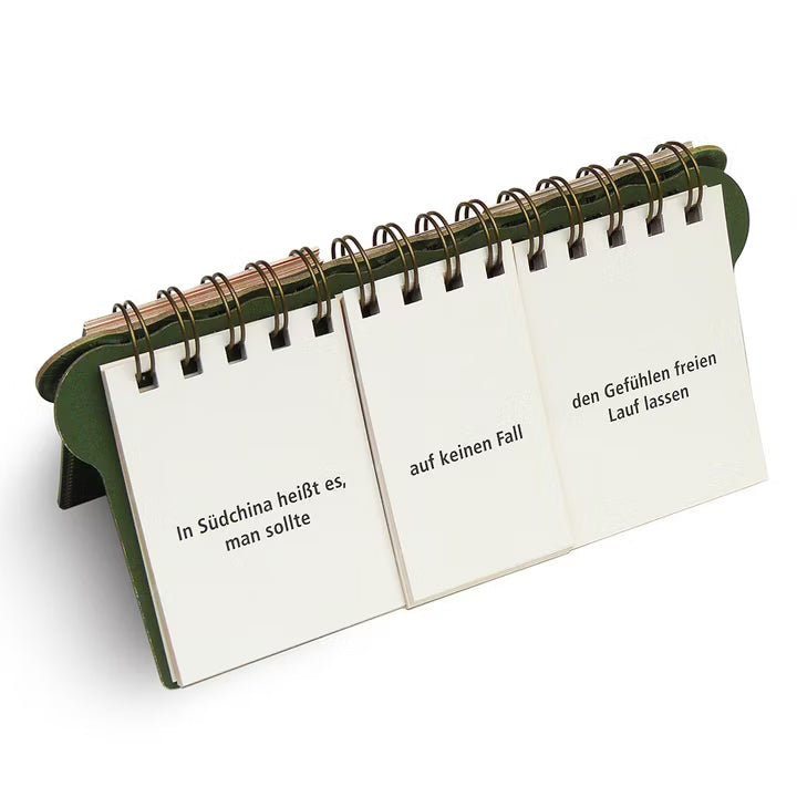 Der Taschentherapeut von Ratschlägen für alle Lebenslagen: Für überraschende Perspektiven und nachdenkliche Impulse. Ein Flip-Buch-Kalender mit deutschen Textkarten - perfekt als Taschenbegleiter für Denkanstöße im Alltag.