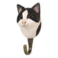 The Wildlife Garden Handgeschnitzter Wandhaken aus Holz 'Tuxedo Katze' ist ein einzigartiger Kleiderhaken in Katzenform mit realistischen Details - ideal für Ihr Zuhause.