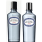 Zwei identische 100-ml-Flaschen Ach.Brito Eau de Cologne Atlântico mit blauem Etikett und schwarzem Verschluss, eine verpackt und eine unverpackt, heben den erfrischenden Duft von Atlântico vor einem hellen Hintergrund hervor.