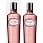 Zwei rosafarbene Glasflaschen von Ach.Brito Eau de Cologne | Magnolia 100 ml, beide mit weißem Etikett und schwarzem Verschluss - eine verpackt und eine unverpackt - werden vor einem schlichten weißen Hintergrund präsentiert.