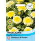 Das Thompson und Morgan Ringelblume 'Double Lemon' Samenpäckchen zeigt gelbe und weiße, essbare Blüten in voller Blüte mit Logo, das die einjährigen Pflanzen und ihre leuchtend gelben Blüten hervorhebt.