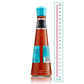 Eine 148-ml-Flasche Firelli Extra scharfe italienische Sauce steht neben einem vertikalen Lineal, das etwa 20 cm hoch ist - die ideale würzige Ergänzung für Grillfleisch und Gerichte, die zusätzliche Schärfe benötigen.