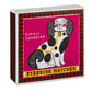 Die Archivist | 'Staffordshire-Figur' Quadratische Streichhölzer von Archivist Gallery haben eine rosa Schachtel mit einem schwarz-weißen Hund mit goldenem Halsband und den Aufschriften "SIMPLY SUPERIOR" und "FIRESIDE MATCHES" - ideal für Kamin-Streichhölzer-Fans.