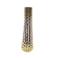 Die AULICA | Glänzende goldene Vase (15,5 x 15,5 x 55,5 cm) hat einen hohen, schmalen Hals und ein strukturiertes Wellenmuster - ein elegantes Dekorationsstück für jeden Raum.
