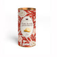 Die zylindrische 130-g-Dose Lady Joseph | Buttergebäck aus reiner Butter Doppel-Butter-Shortbread ist mit einem rot-goldenen Blumendesign und einem ovalen Etikett versehen, das die Marke Lady Joseph und die reinen Butterzutaten hervorhebt.